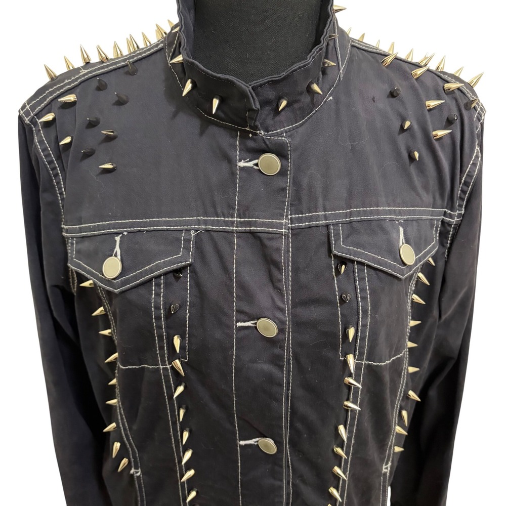 Custom Croft & Barrow Black Spiked Studded Jacket L Punk Goth Rock Grunge Metal
